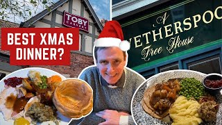 Reviewing CHRISTMAS DINNER at Toby Carvery and Wetherspoons Which is BETTER [upl. by Abbub]