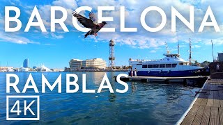 RAMBLAS Barcelona walking tour SPAIN 4K [upl. by Yanrahc]