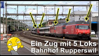 Ein Zug mit 5 Loks  Bahnhof Rupperswil [upl. by Aillicec]