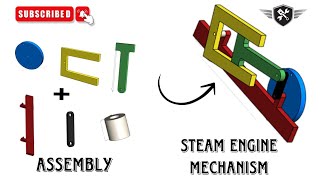 Steam Engine Mechanism in SolidworksAssemblyAutocad3D model akd solidworks youtube [upl. by Efthim]