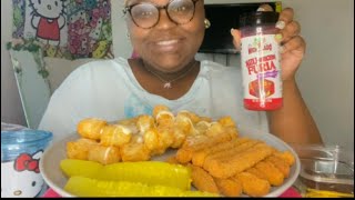 ASMR  HOT TAKI PICKLES  cheesy ranch tots amp Fried chicken fries [upl. by Kennan748]