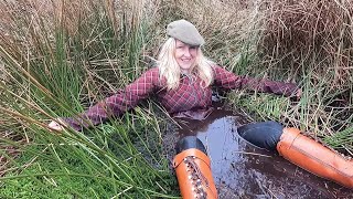 Video 70  In the long grass  Taster riding boots jodhpurs pond bog wet wetlook mud swamp [upl. by Chipman]