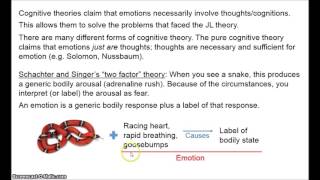 Philosophy of Emotion 2  Cognitive Theories [upl. by Anaigroeg]