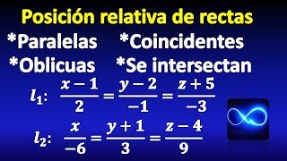 83 Determinar si las rectas son paralelas coincidentes oblicuas o se intersectan [upl. by Hadeehsar]