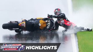 INSANE Motorcycle Race In The Rain MotoAmerica HONOS Superbike Race 1 Highlights at Alabama 2021 [upl. by Akiehsal27]