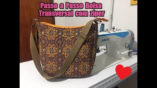 DIY  Passo a Passo Bolsa Sofia  Bolsa transversal com zíper [upl. by Donohue513]