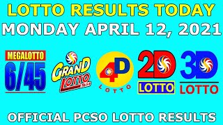 OLD 9pm Lotto Result April 12 2021 Monday PCSO Today [upl. by Saibot]