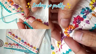 Beautiful Hand Embroidery Border Design  Multi Color Embroidery  SALEEQA CHANNEL [upl. by Ardnuyek]