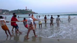 Kovalam Beach Tradional Fishing Kerala [upl. by Yrokcaz]