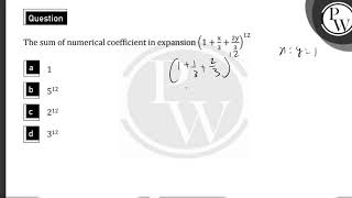 The sum of numerical coefficent in expansion \\\\left 1  \\fracx3  \\frac2y3 \\right [upl. by Ynaffet]