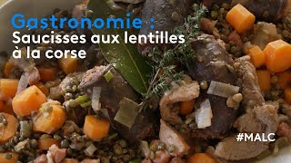 Gastronomie  saucisses aux lentilles à la corse [upl. by Jeminah10]