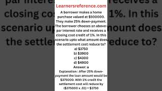 Reduction in settlement cost when borrower receives closing credit 65 2024 Shorts [upl. by Polak548]