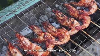 Paano magluto BBQ King Prawns Recipe Inihaw na Hipon Pinoy Cooking Tagalog [upl. by Chaffin]