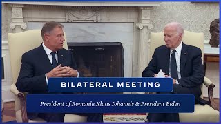 President Biden Hosts President Klaus Iohannis of Romania for a Meeting [upl. by Renate]