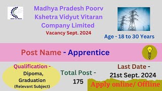 MPPKVVCL  Apprentice Recruitment September 2024 Post  175 mppkvvcl [upl. by Neau]