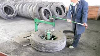 See how this tyre cutting machine works Incredible tire recycling technology [upl. by Haridan822]