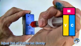 How to Refill Dell MK991 MK993 DH829 CH884 J5567 amp M4646 Colour Ink Cartridge [upl. by Ynaffat888]