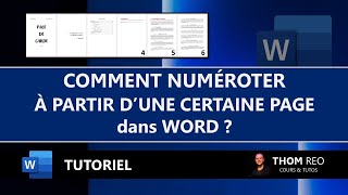 NUMÉROTER à partir de lINTRODUCTION ou autre page dans WORD  Tutoriel facile [upl. by Haddad]