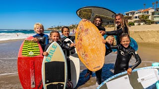 10 Year old VS Professional Skimboarder  Game of SKIM on Wooden Skimboard [upl. by Denae47]