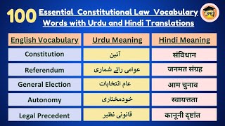 100 Essential Constitutional Law Vocabulary Words with Urdu and Hindi Translations [upl. by Shields640]