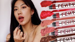 NEW Fenty Beauty Icon Velvet Liquid Lipstick  Swatches  Demo [upl. by Lemon691]