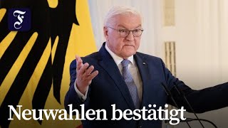 Steinmeier bestätigt Zeitplan für Neuwahlen [upl. by Eibbob]