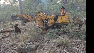 OLD international drott 125B clearing OLD fence line down hill [upl. by Thetis]