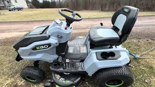 EGO POWER Electric Riding Lawn Mower Dragging the Road [upl. by Rosco728]