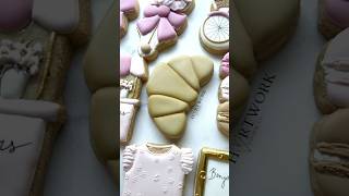 🥐Croissant Cookies cookiedecorating icingcookies cookieart cookies royalicing cookievideo [upl. by Eelyr]