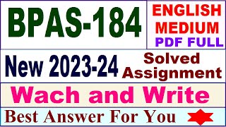 bpas 184 solved assignment 202324 in English  bpas 184 solved assignment 2024  bpas 184 english [upl. by Marya]