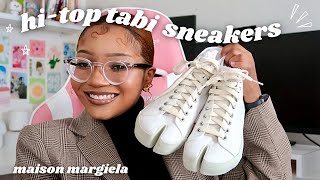 ☆ maison margiela hitop tabi sneakers from farfetch  unboxing review sizing is it worth it [upl. by Onilecram]