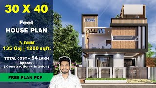 30x40 Duplex House plan 3D  135 Gaj  1200 sqft  30x40 Walkthrough  DV Studio [upl. by Haskins]