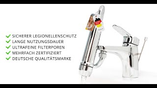 Legionellenfilter Wasserhahn amp Badewanne  zertifiziert  Medizintechnik  Langzeitschutz [upl. by Fernas]