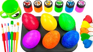 Satisfying Video Rainbow Mixing All Candy in Colors EGGS From Rainbow Hearts Glitter amp Cutting ASMR [upl. by Narej]