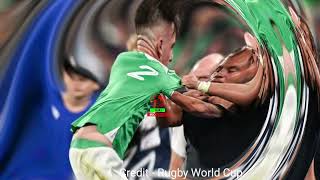 Scotland vs Ireland rugby fight video Pierre Schoeman sends Dan Sheehan flying over the hoardings [upl. by Muller]