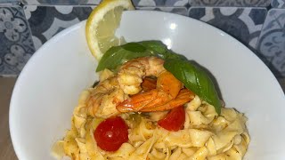 Tagliatelles aux crevettes food اكسبلور cooking recipe pasta وصفات [upl. by Amehr]