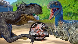 Scorpius Rex E750 vs Blue Velociraptor Dracodentitan Dinosaurs Fight 🌍 JURASSIC WORLD EVOLUTION [upl. by Arhat]