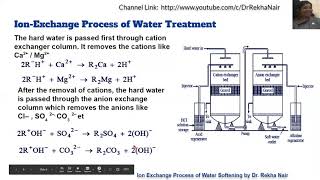 Ion exchange demineralization deionization process of water softening by DrRekha Nair [upl. by Netsriik]