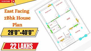 28 x 40 west Facing 2 Bhk House plan II 28 by 40 Ft House Plan houseplan [upl. by Primavera]