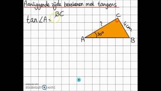 Aanliggende zijde bereken met de Tangens [upl. by Engle]