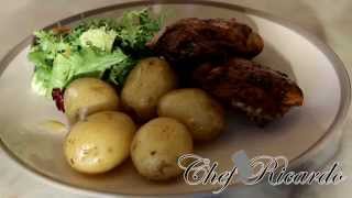 Paprika Pan Fried Chicken Served With New Potatoes And Salad  Recipes By Chef Ricardo [upl. by Eggleston]