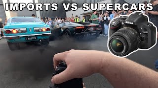 PHOTOGRAPHING LEGACY IMPORTS VS SUPERCARS MEET [upl. by Cogswell]