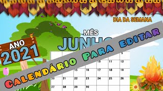 CALENDÁRIO DE JUNHO para editar [upl. by Elum]