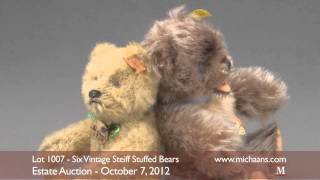 Six Vintage Steiff Stuffed Bears [upl. by Naillimxam868]