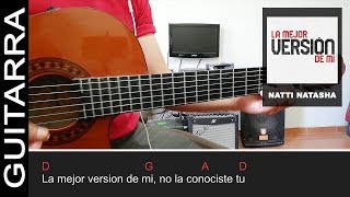 Como tocar quotLa Mejor Versión De Miquot de Natti Natasha en Guitarra  Tutorial HD Letra y Acordes [upl. by Adniram]