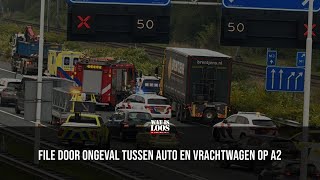 FILE DOOR ONGEVAL TUSSEN AUTO EN VRACHTWAGEN OP A2 [upl. by Ahsenwahs]