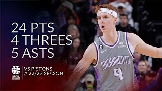 Kevin Huerter 24 pts 4 threes 5 asts vs Pistons 2223 season [upl. by Eirased]