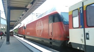 SBB Re 460 quot022quot amp quot018quot Zwischenloks mit IC2000 in Weinfelden 180513 [upl. by Debarath]