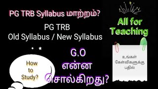 PG TRB Syllabus change  All for Teaching [upl. by Assenay]