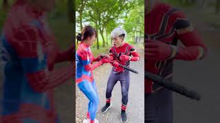 Never give up Spiderman practices competing for Badges and Nerf Guns shorts alphahero funny [upl. by Gomer948]